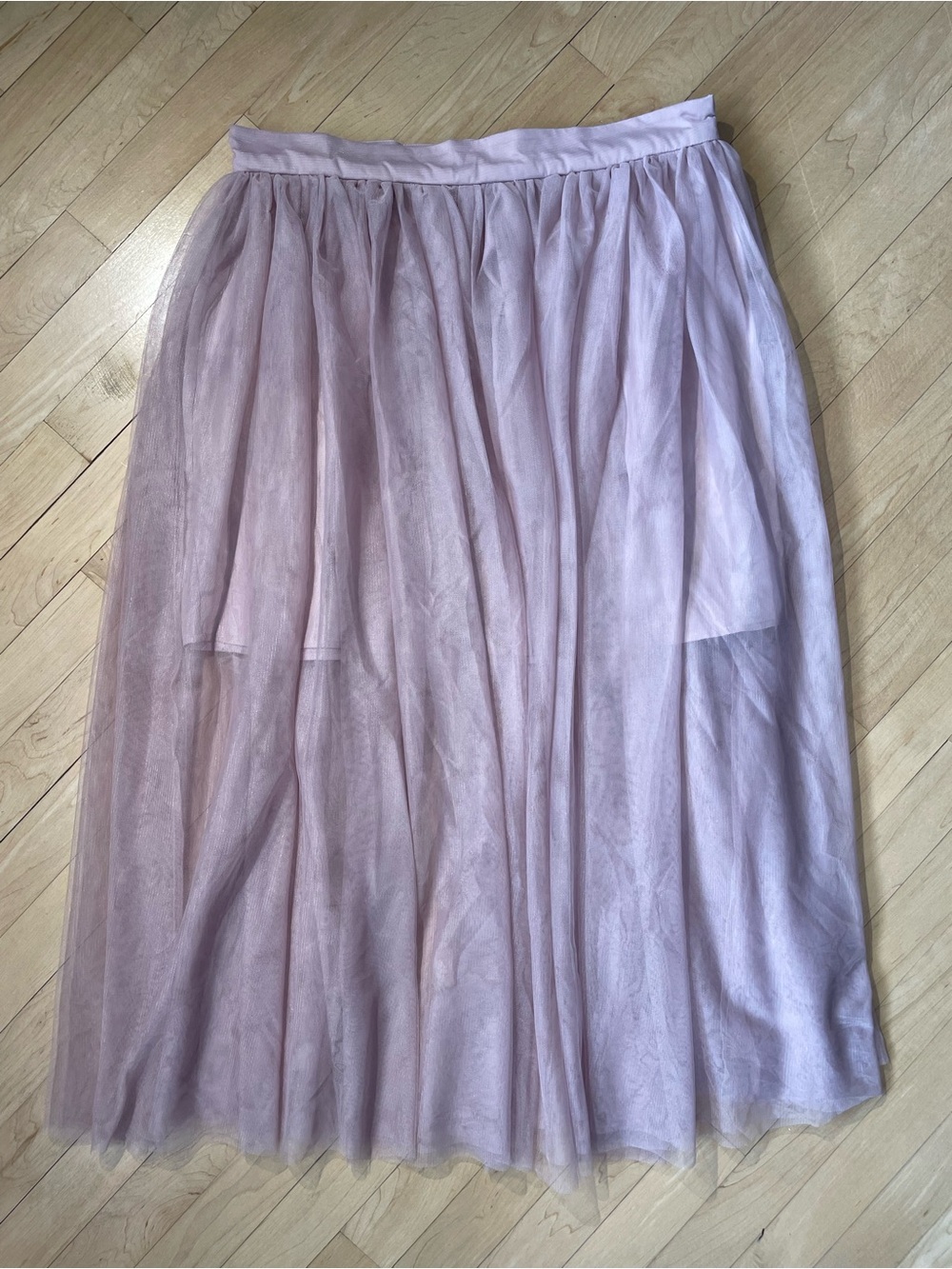 JOELLE dusty pink taupe half lined midi tulle skirt